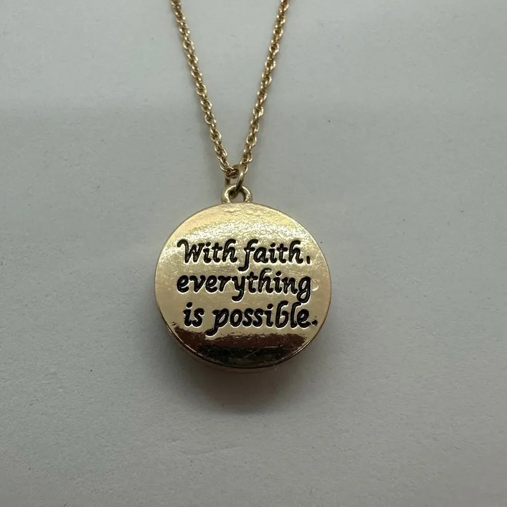 Fashion Cross Necklace Religious Quote Gold Tone‎ Jewelry Dainty Spiritual Gift